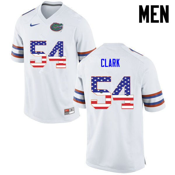 Men Florida Gators #54 Khairi Clark College Football USA Flag Fashion Jerseys-White - Click Image to Close